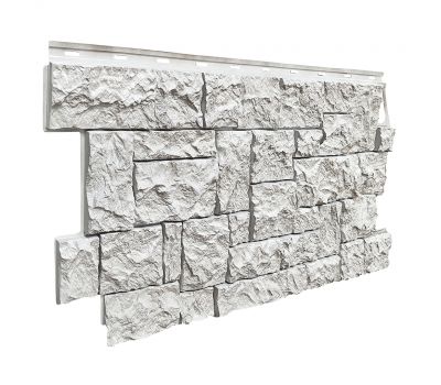 Фасадные панели (цокольный сайдинг) коллекция камень дикий - Мелованный белый от производителя  Fineber по цене 740 р